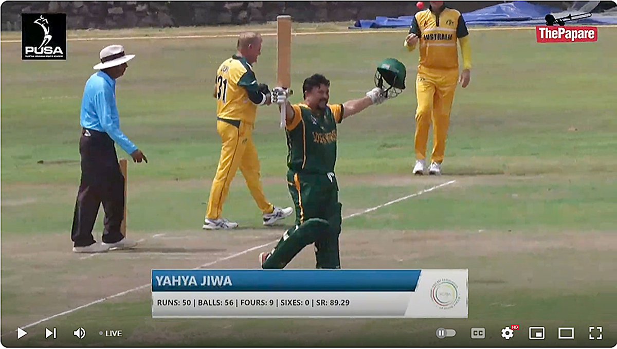 Jiwa shines at Over-50 Cricket World Cup