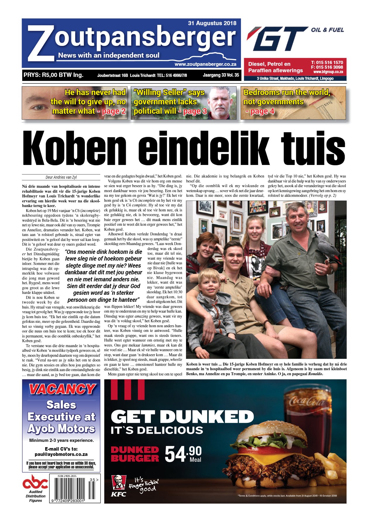 Zoutpansberger 31 Aug 2018
