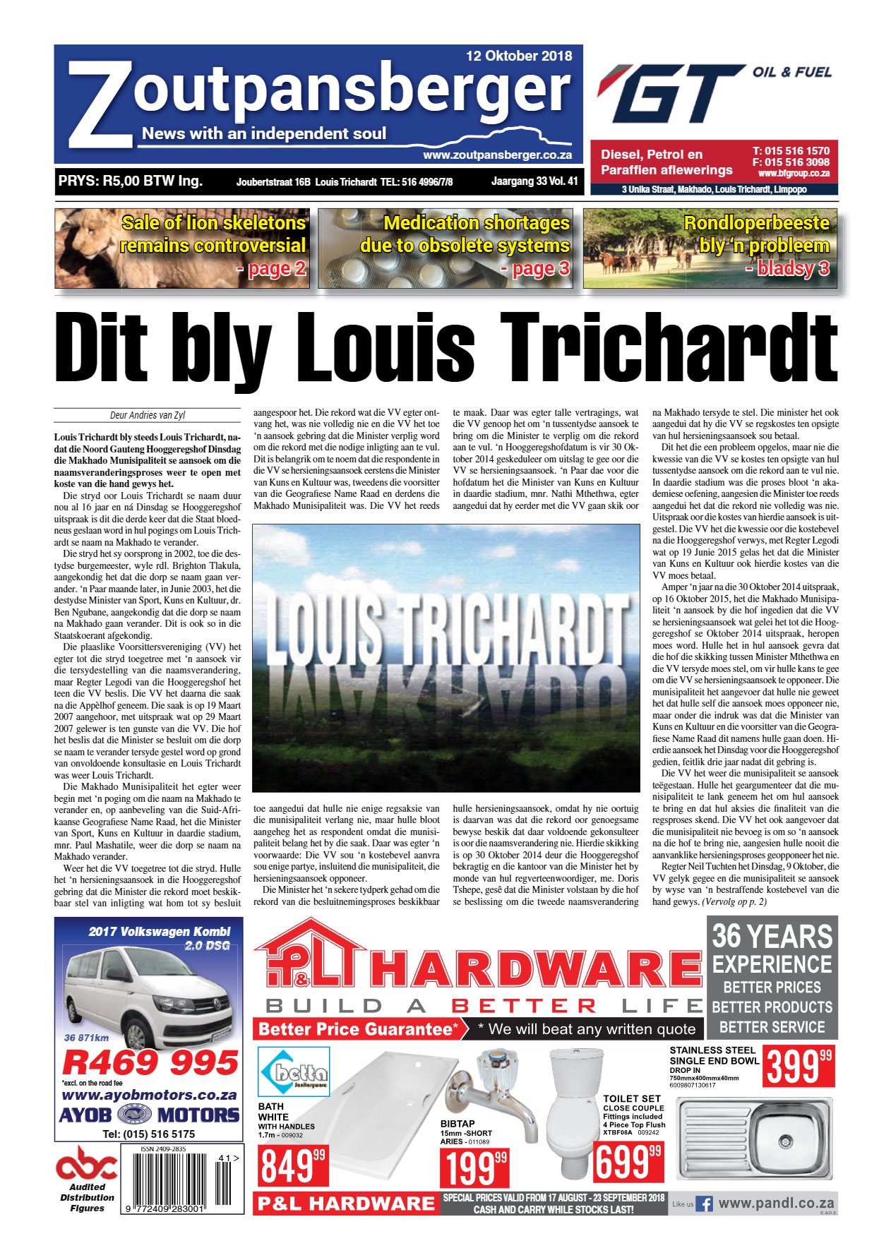 Zoutpansberger 12 Oct 2018