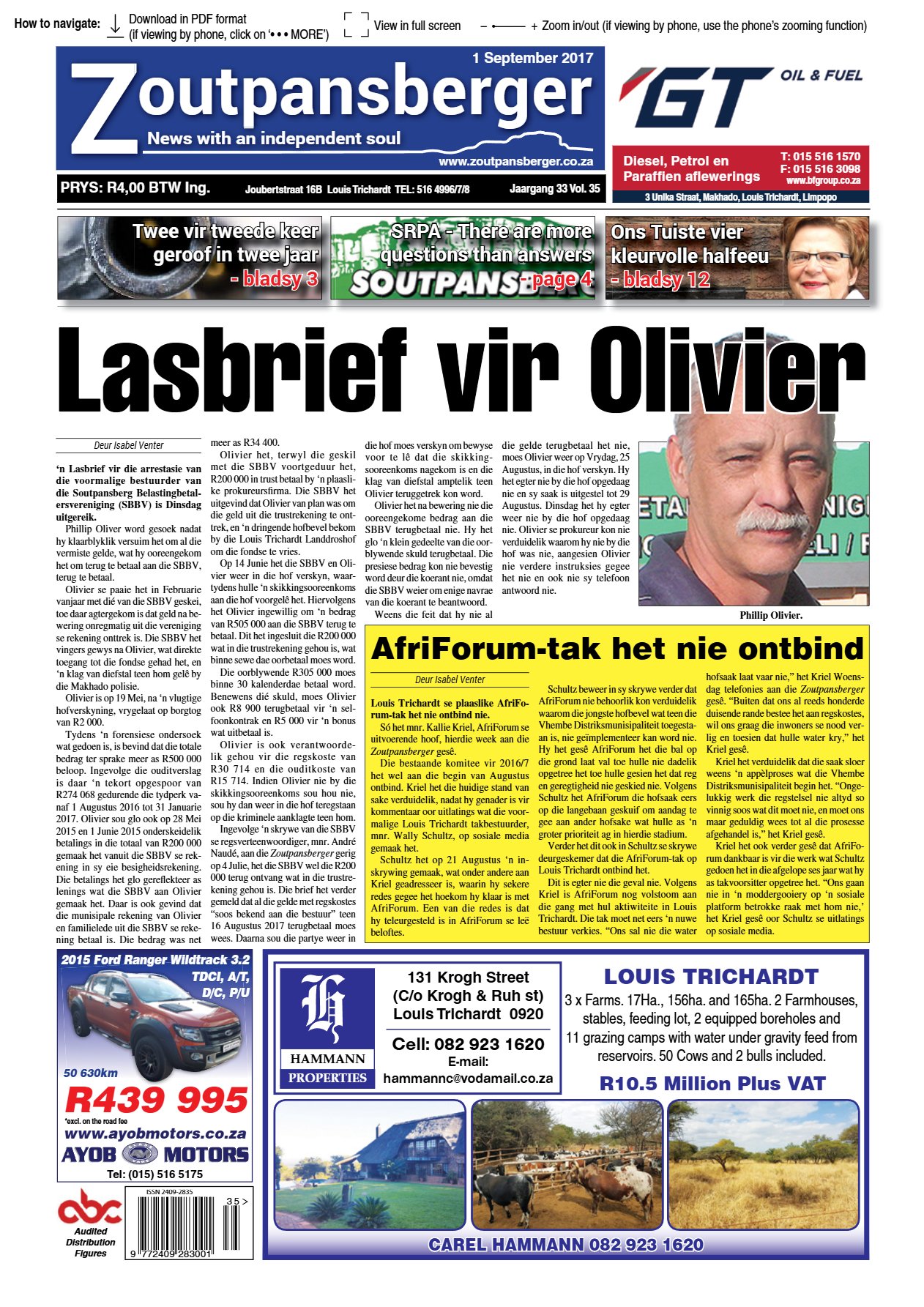 Zoutpansberger 1 Sept 2017